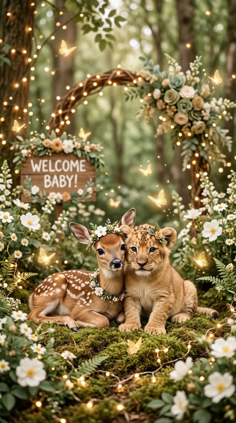 Tema de bosque e animais delicados